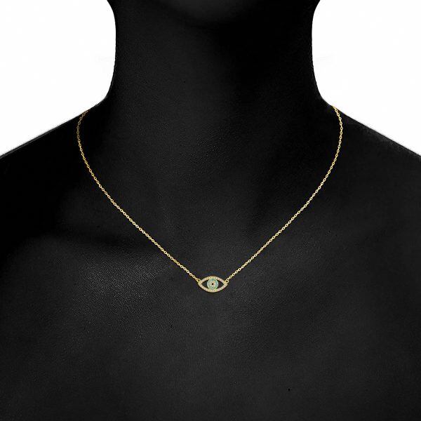 Sterling Silver With Gold Plated Devil's Eye Pendant Necklace-3