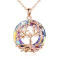 wholesale 925 Sterling Silver Rainbow Crystal Tree of Life Pendant Necklace Gift for Women-0-10