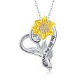 wholesale 925 Sterling Silver Yellow Gold Plated Sunflower You Are My Sunshine Heart Pendant Necklace Gifts for Women-0-0