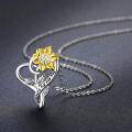 wholesale 925 Sterling Silver Yellow Gold Plated Sunflower You Are My Sunshine Heart Pendant Necklace Gifts for Women-0-15