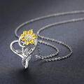 wholesale 925 Sterling Silver Yellow Gold Plated Sunflower You Are My Sunshine Heart Pendant Necklace Gifts for Women-0-16