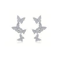 wholesale 925 Sterling Silver Butterfly Drop Earrings with Cubic Zirconia - Wholesale Jewelry for Women- Rhodium Plated