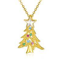 wholesale 925 Sterling Silver Crystal Tree Pendant Necklace for Girls & Teenagers- Gold Plated