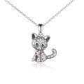 wholesale 925 Sterling Silver Cat Pendant Necklace - Rhodium Plated-0-13