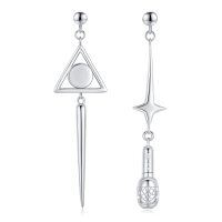 wholesale 925 Sterling Silver Triangle & Star Drop Tassel Chain Earrings- Sliver Plated