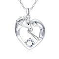 wholesale 925 Sterling Silver Birthstone Crystal Horse Heart Necklace Women s Jewelry Gift-0-42
