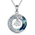 wholesale 925 Sterling Silver Blue Crystal 40th Birthday Moon & Stars Pendant Necklace Gifts for Women-0-16