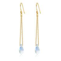 wholesale Gold Chain with Blue Opalite Faceted Stone 14K Gold Hook Earrings 4cm Long- Gold Plated