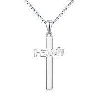 wholesale 925 Sterling Silver Faith Cross Pendant Necklace for Women- Rhodium Plated