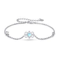 wholesale 925 Sterling Silver Celtic Knot Moonstone Charm Bracelet for Women- Rhodium Plated