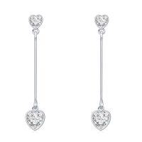 wholesale 925 Sterling Silver Heart-Shaped Cubic Zirconia & Gemstone Drop Earrings for Women- Rhodium Plated