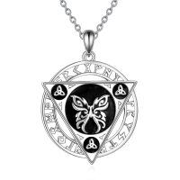 wholesale 925 Sterling Silver Butterfly Triquetra Norse Runes Pendant Necklace- Sliver Plated