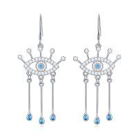 wholesale 925 Sterling Silver Blue Crystal Evil Eye Drop Earring Set for Women- Sliver Plated