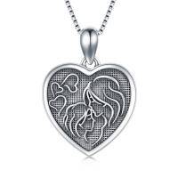 wholesale 925 Sterling Silver Heart Mother & Child Pendant Necklace with Angel Wings and Engraved Nameplate for Women Girls  45cm Chain Length- Oxidized/Oxidised
