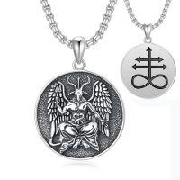 wholesale 925 Sterling Silver Baphomet Symbol Pendant Necklace  for Men/Women- Oxidized/Oxidised
