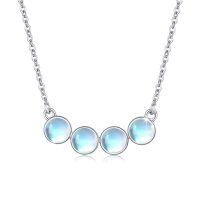 wholesale 925 Sterling Silver Rainbow Moonstone Bar Pendant Necklace for Women - Vintage Style- Rhodium Plated