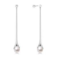 wholesale 925 Sterling Silver Water Drop Pearl Ball Stud Earrings for Women- Sliver Plated