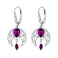 wholesale Sterling Silver Crystal Celtic Moon Dangle Earrings Birthstone Gift-0-42