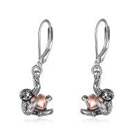 wholesale 925 Sterling Silver Sloth Heart Dangle Drop Earrings for Women - Wholesale- Black Rhodium Plated