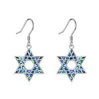 wholesale Sterling Silver Star of David Chai Earrings Jewish Jewelry for Women - Rhodium Plated- Rhodium Plated