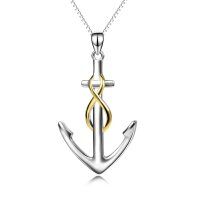wholesale 925 Sterling Silver Infinity Love Nautical Anchor Pendant Necklace for Women Men  36 Chain Length- Two Tone