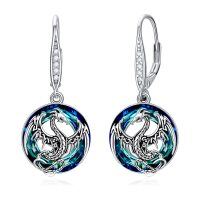 wholesale 925 Sterling Silver Blue Crystal Dragon Dangle Earrings for Women- Rhodium Plated