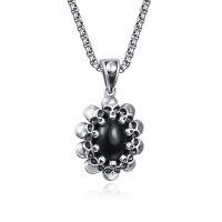 wholesale 925 Sterling Silver Black Onyx Skull Pendant Necklace  for Men- Oxidized/Oxidised
