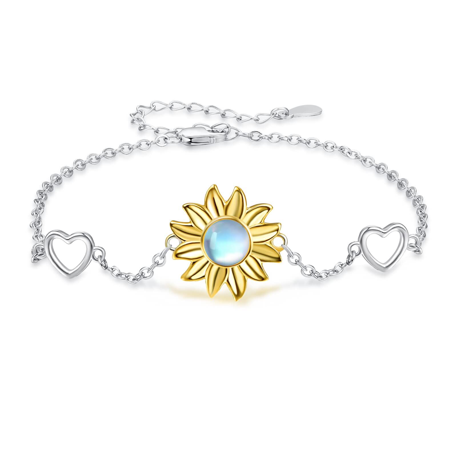 wholesale Sterling Silver Sunflower Bracelet - Two Tone- Two Tone