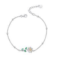 wholesale 925 Sterling Silver Daisy Sunflower Anklet Bracelets for Women - Wholesale- Two Tone