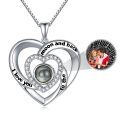wholesale Metal Stone I Love You in 100 Languages Necklace w Photo - Rhodium Plated-0-13