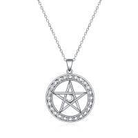 wholesale 925 Sterling Silver Round Celtic Knot Pentagram Pendant Necklace for Women- Rhodium Plated