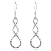 wholesale 925 Sterling Silver Infinity Twist Hoop Drop Earrings with French Hook for Women- Sliver Plated