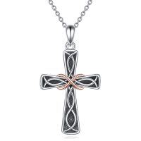 wholesale 925 Sterling Silver Celtic Knot Cross Infinity Pendant Necklace for Women- Oxidized/Oxidised