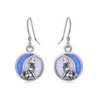 wholesale 925 Sterling Silver Blue Fire Opal Wolf Moon Drop Earrings Gift for Women Girls- Sliver Plated