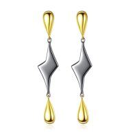 wholesale 925 Sterling Silver & Gold Plated Cubic Zirconia-Shaped Teardrop Dangle Earrings- Sliver Plated