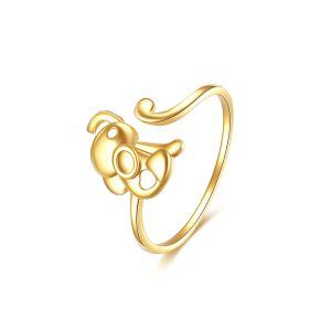 14K Solid Gold Elephant Adjustable Rings-0