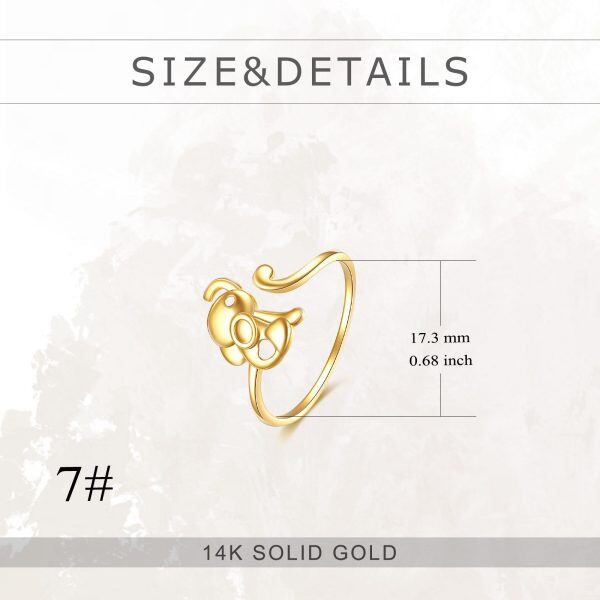 14K Solid Gold Elephant Adjustable Rings-1