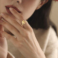 wholesale 14K Gold Flower Shape Ring for Women Girls - Adjustable Size-0-2