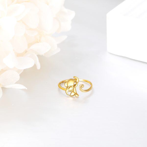 14K Solid Gold Elephant Adjustable Rings-4