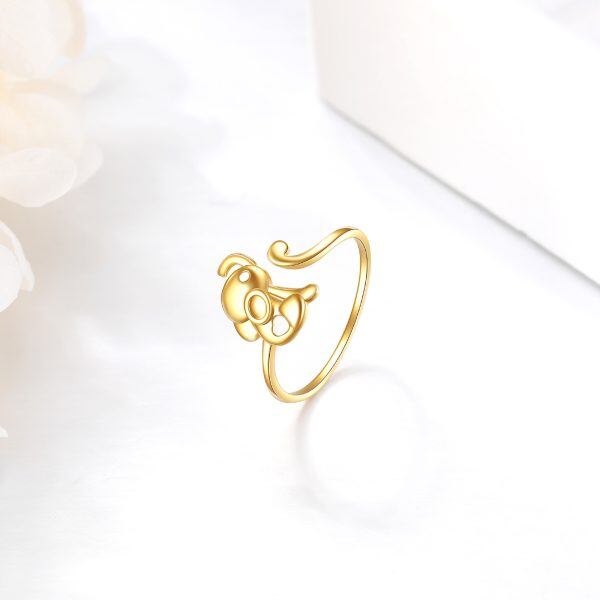 14K Solid Gold Elephant Adjustable Rings-5