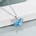 wholesale 925 Sterling Silver Blue Fire Opal Whale Pendant Necklace s for Women Girl's Birthdays-0-7