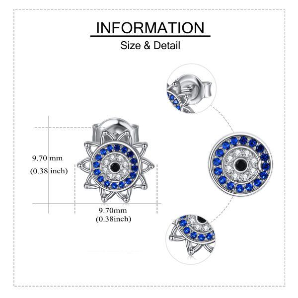 Sterling Silver Evil Eye Stud Earrings-1