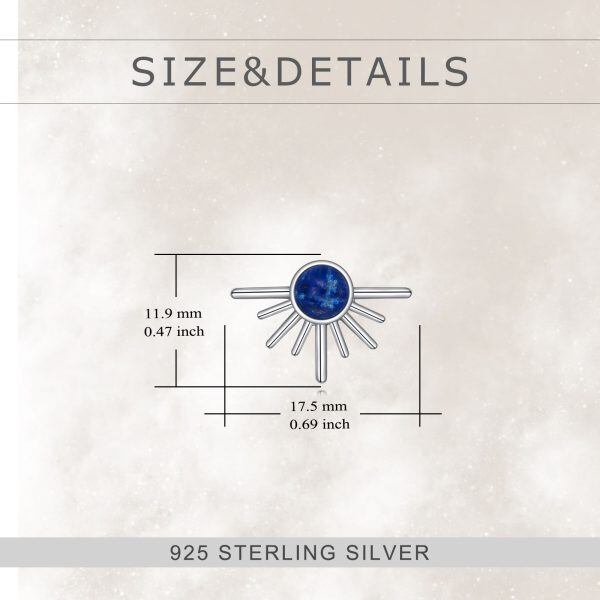 Sterling Silver Lapis Lazuli Sun Stud Earrings-1