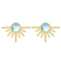 wholesale 925 Sterling Silver Gold Moonstone Starburst Stud Earrings for Women and Girls-0-6
