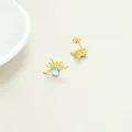 wholesale 925 Sterling Silver Gold Moonstone Starburst Stud Earrings for Women and Girls-0-8