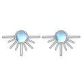 wholesale 925 Sterling Silver Gold Moonstone Starburst Stud Earrings for Women and Girls-0-40