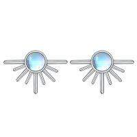 wholesale 925 Sterling Silver Gold Moonstone Starburst Stud Earrings for Women and Girls- Rhodium Plated
