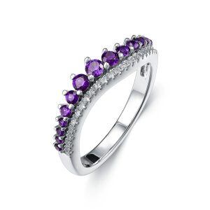 Sterling Silver February Birthstone Eternity Rings-0