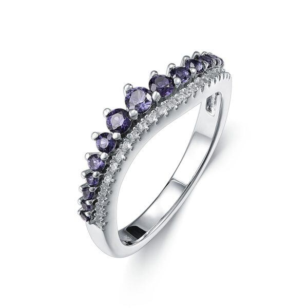 Sterling Silver June Birthstone Eternity Rings-0