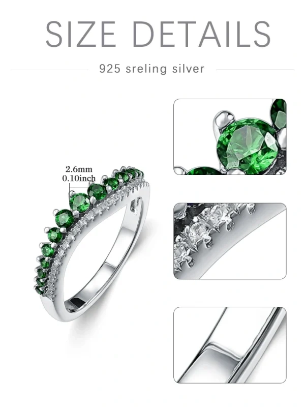 Sterling Silver March Birthstone Eternity Rings-1